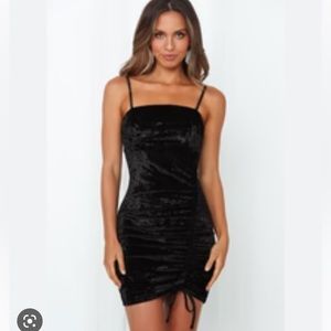 Pretty Little Thing Blue Velvet Ruched Dress